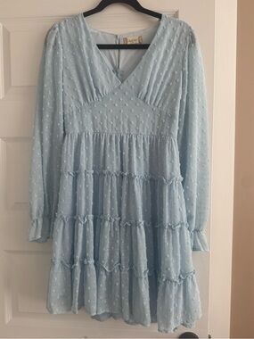 Altar'd State Light Blue Mini Long Sleeve Dress
